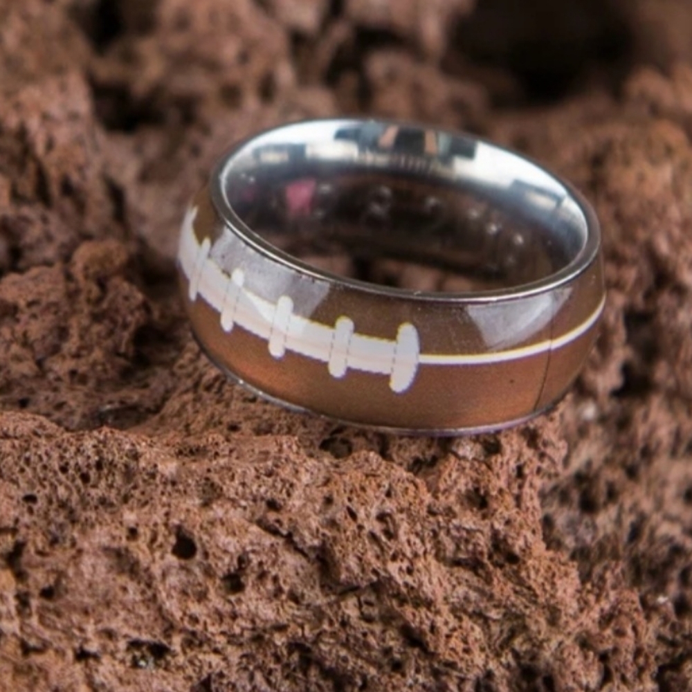 New stainless steel football ring sizes 5-11 avail
